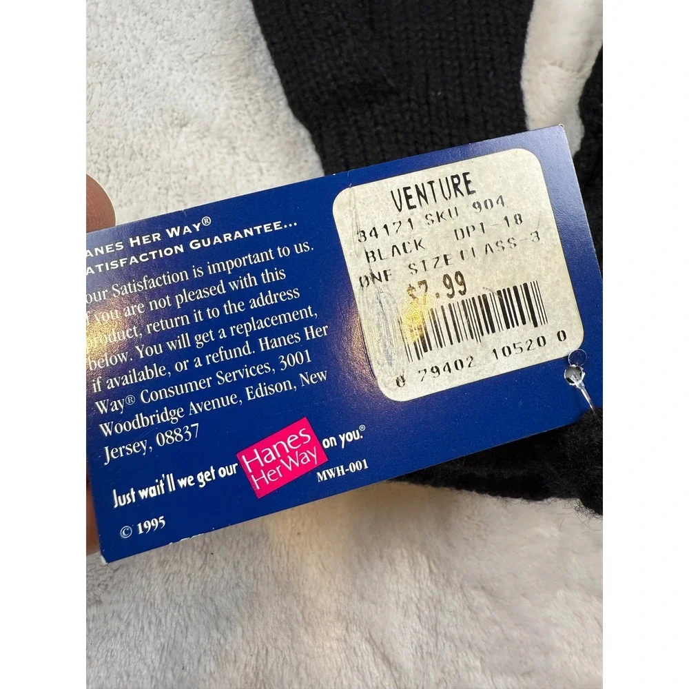 Hanes Her Way Womens Black Knit Gloves One Size Venture‎ Collection